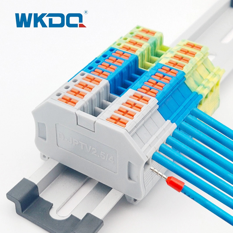 4mm2 Cable Din Rail Push In Terminal Block Anti Inflaming 24 AWG