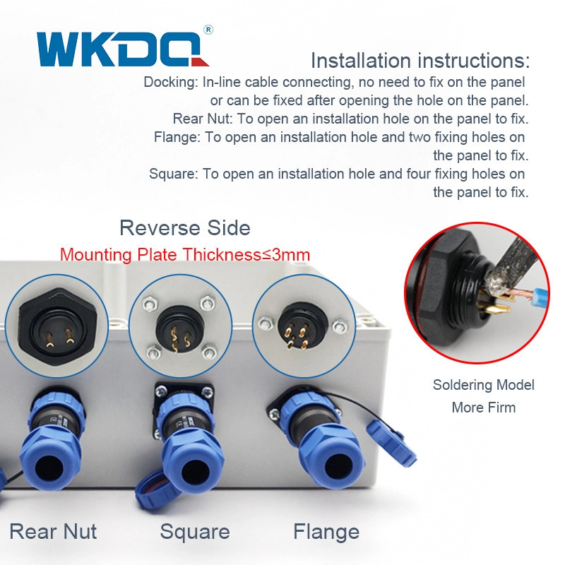 Circular Multipole Wire Waterproof Connector Thread Solder Wk17 Docking Pin Plug Socket