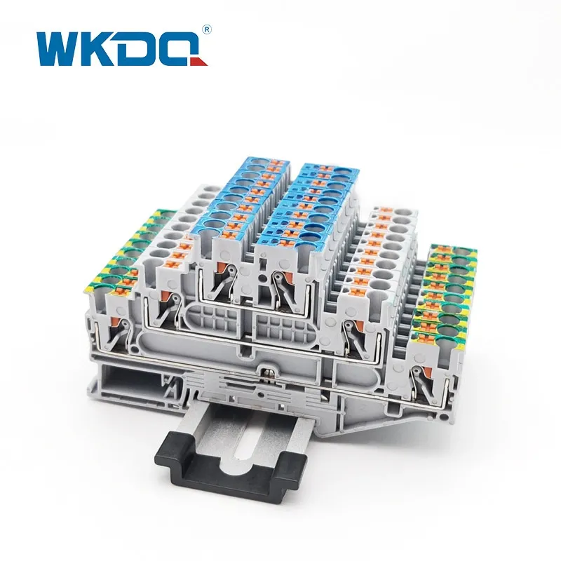 Din Rail Push In Terminal Block Multi Level Terminal Block With PE Foot