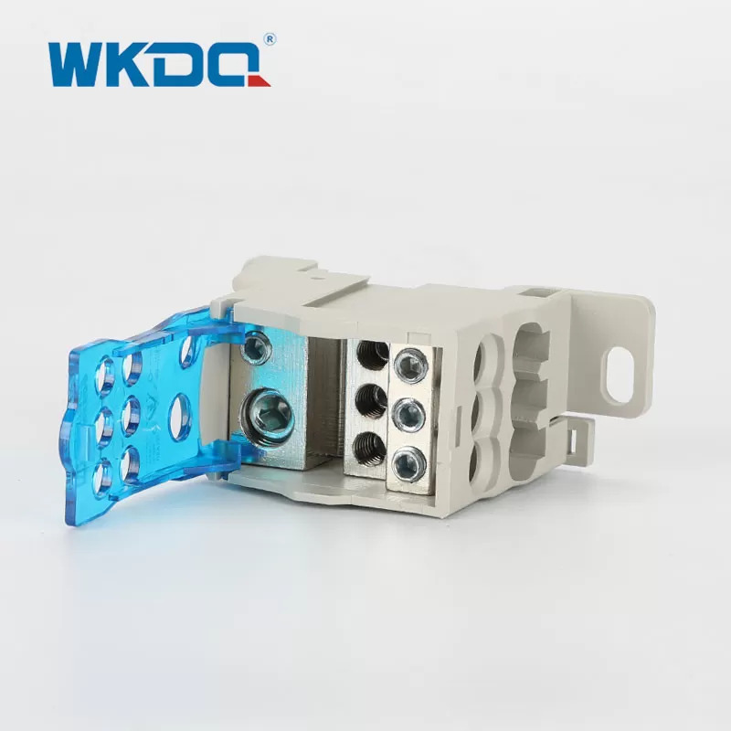 Bloque de terminales unipolar de la distribución de energía eléctrica del carril UKK 125A del dinar mini, bloque del conector del tornillo en azul y gris