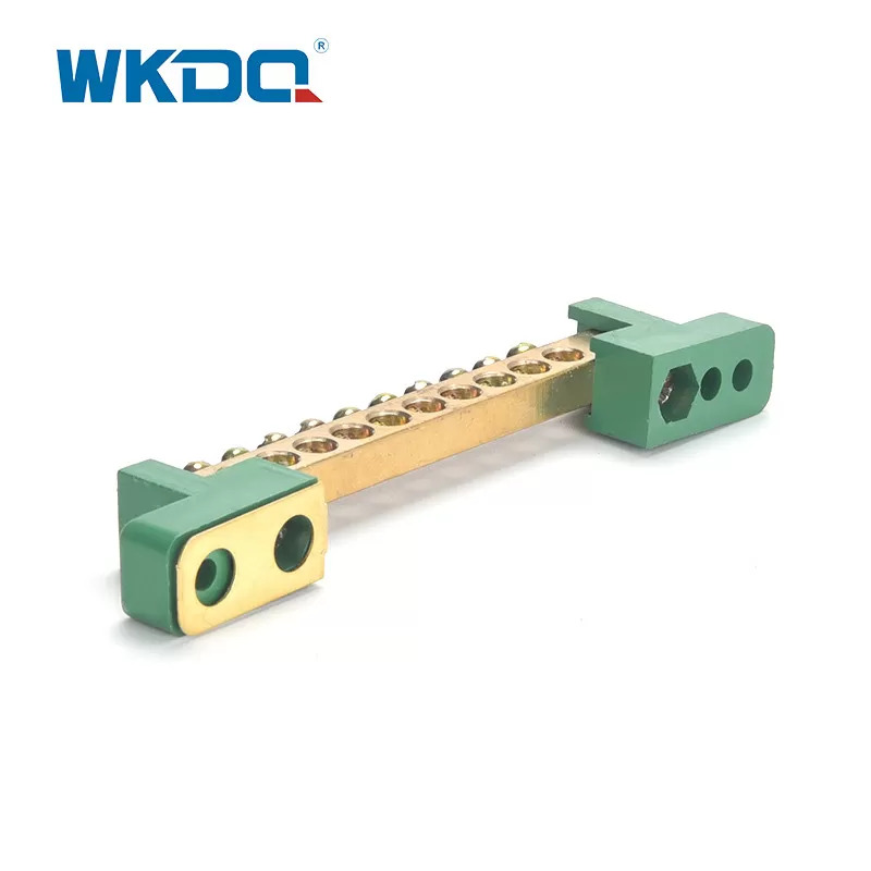 Green Terminal Bus Bar Screw Connection Electrical Ground Terminal Block With Holder
