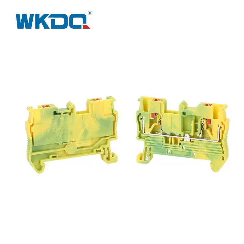 JPT 2.5-PE Push Fit Grounding Terminal Block Connector 31A Rated Current 24-12 AWG Conductor Size Green and Yellow