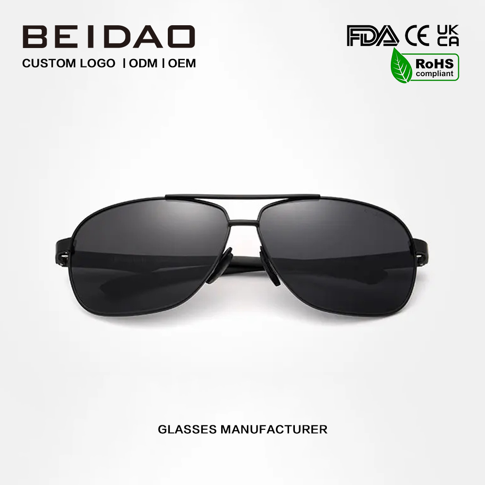 Black Aluminum Aviator Sunglasses For Men Driving