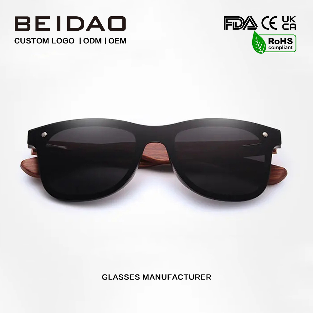 Gafas de sol de madera de moda lentes polarizadas de una sola pieza