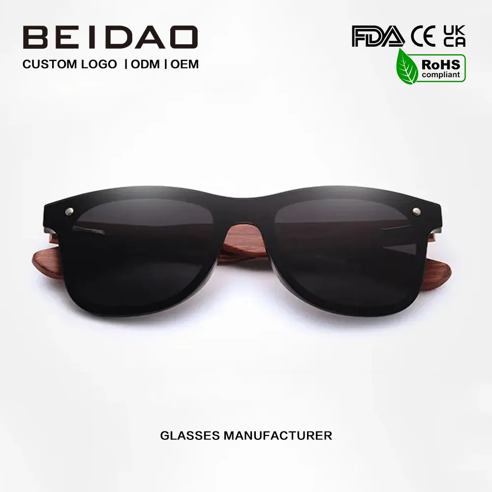 Модни дървени слънчеви очила с поляризирана леща от една част