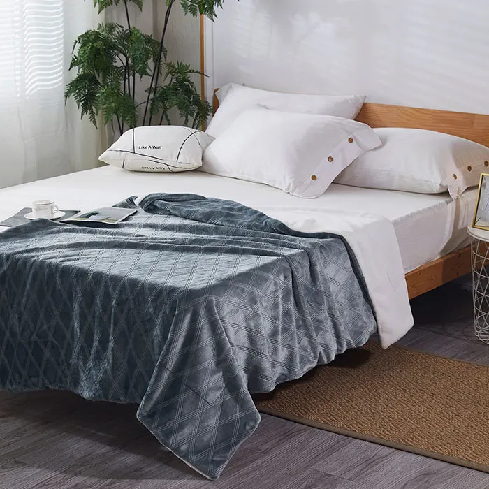 Embossed Grey PV Fleece Blankets