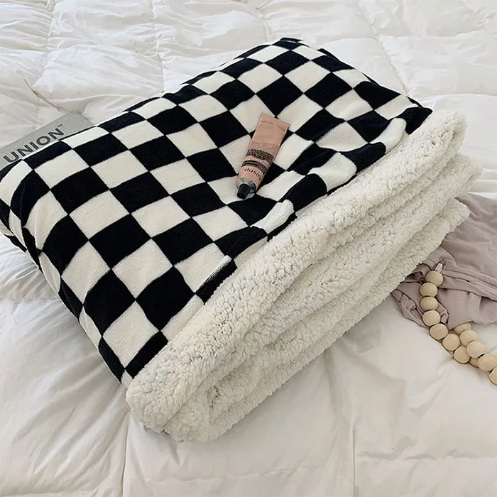 Microfiber United Checkered Sherpa Blankets