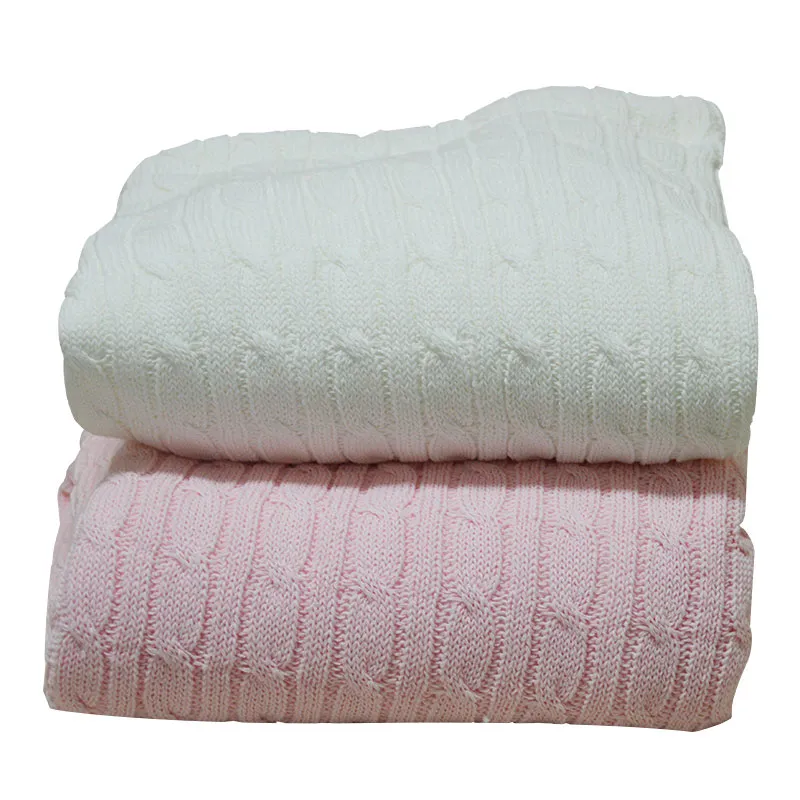Coperta per neonati lavorata a maglia in cotone organico con sherpa