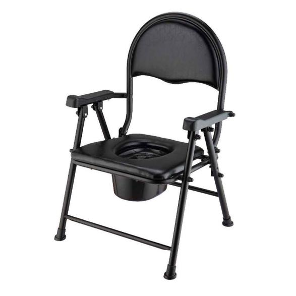 Itim na Carbon Steel Upholstered Toilet Chair