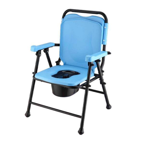 Lightweight with Commode Bucket Anti-Slip Adjustable Folding Foldable Toilet with Wheel Commode Chair Commode - 1