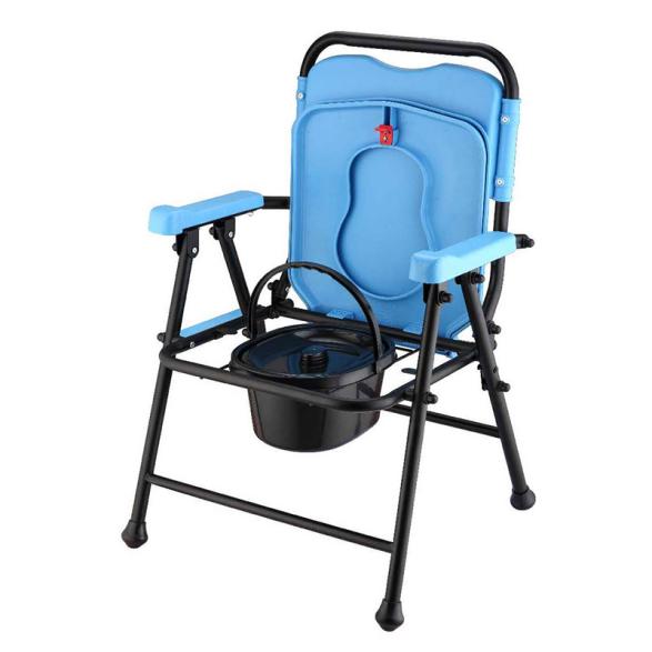 Lightweight with Commode Bucket Anti-Slip Adjustable Folding Foldable Toilet with Wheel Commode Chair Commode - 2
