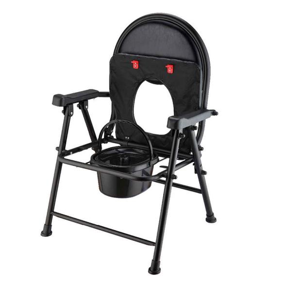 Black Carbon Steel Upholstered Toilet Chair - 1