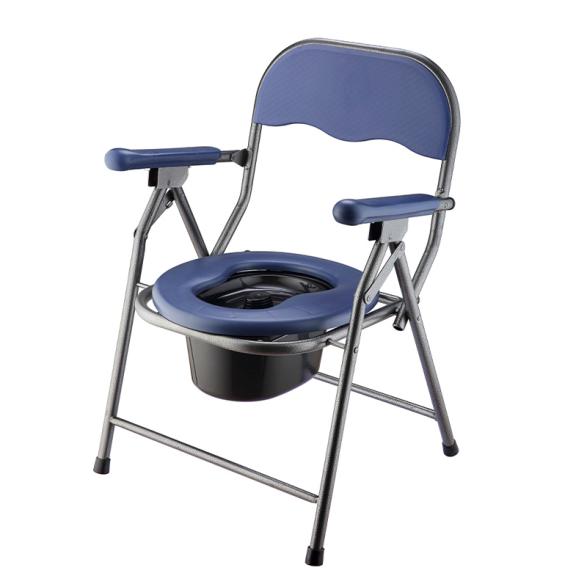 Foldable Steel Commode Toilet Chair with Backrest - 0 