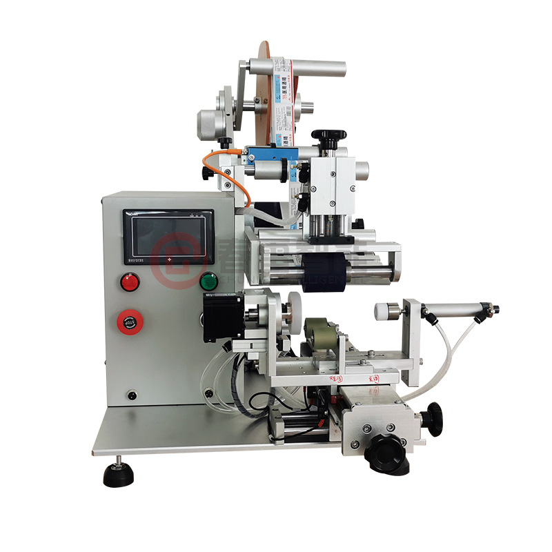 Semi-automatic rotating and flat labeling machine