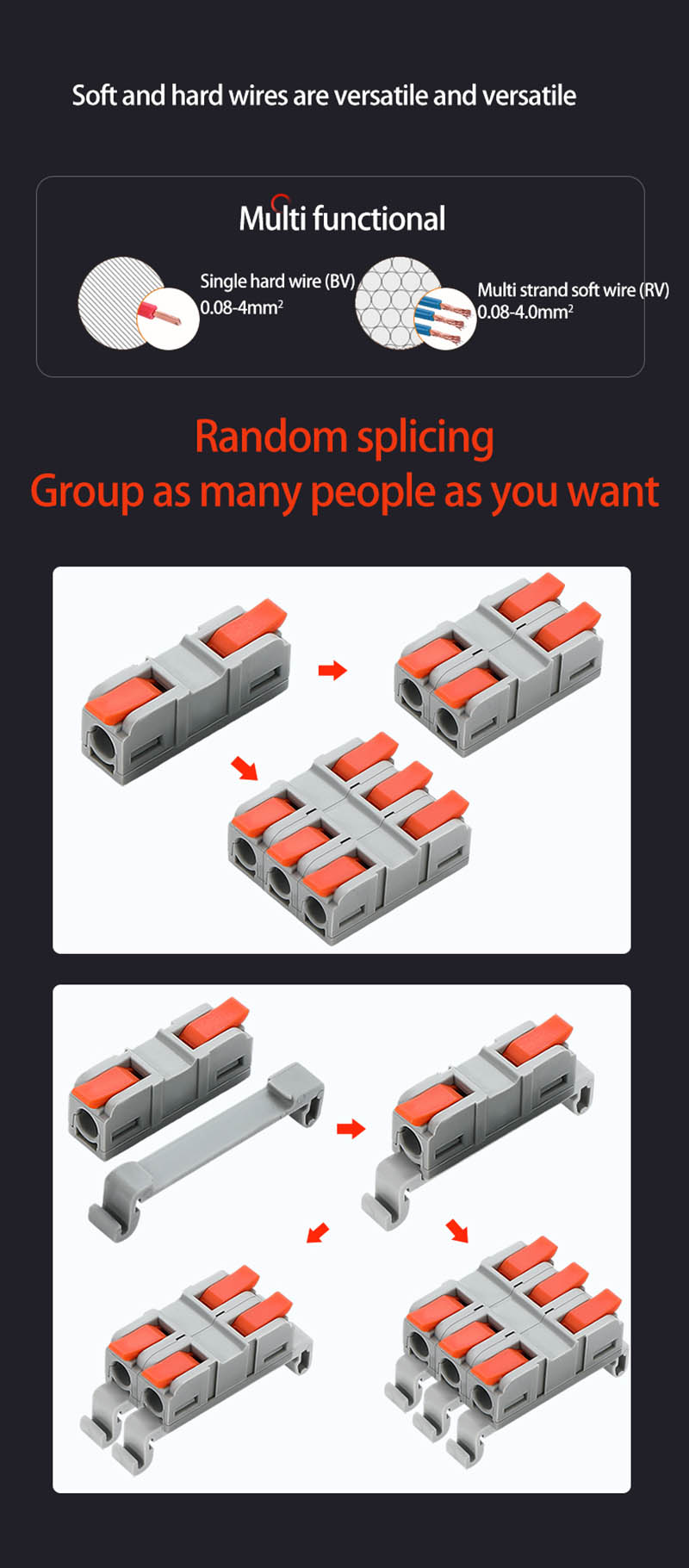 Fast Wire Cable Connectors 1 in 1 out PCT-5211D