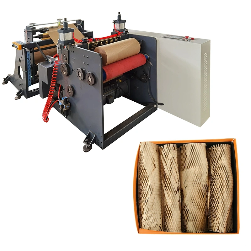 Máquina cortadora de rollos de papel en forma de panal