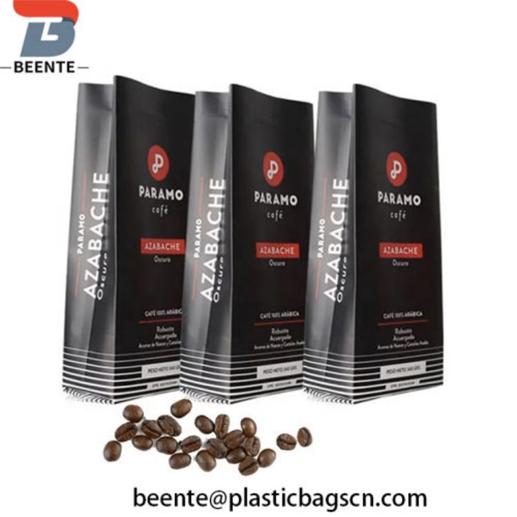 Custom Design Aluminum Foil Matt Black Coffee Beans Packaging