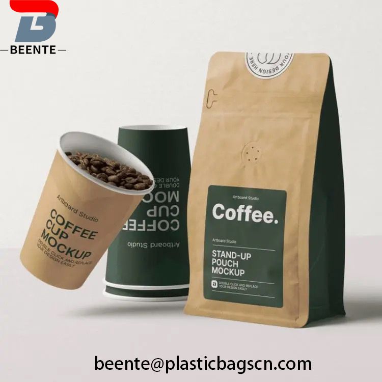 Custom Printing Plastic Food Coffee Packaging 3 Side Sealed