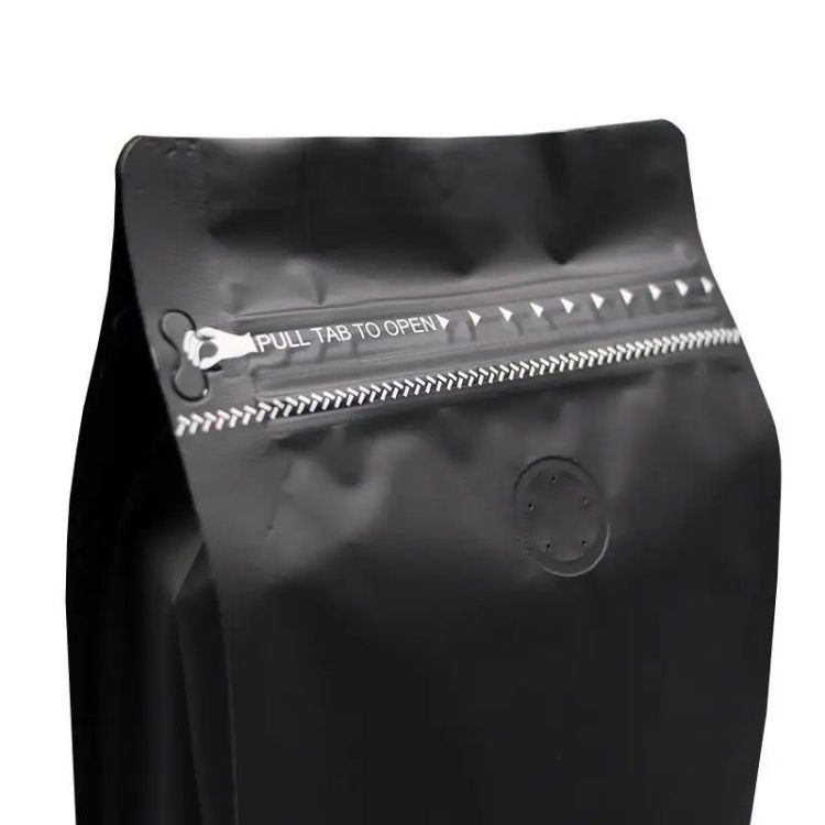 Χονδρική βιοδιασπώμενη σακουλάκια καφέ με φερμουάρ επίπεδη βάση με βαλβίδα - 1