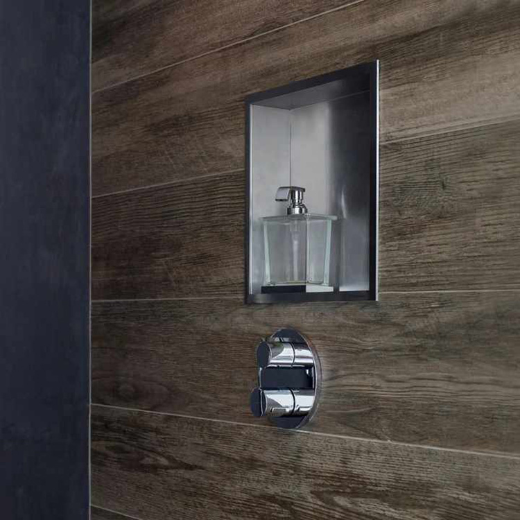 Nickeled Horizontal Wall Niche for Shower