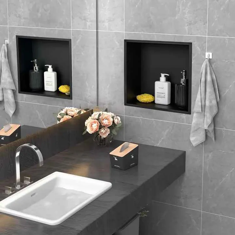 Niche murale verticale enduite de poudre pour toilettes