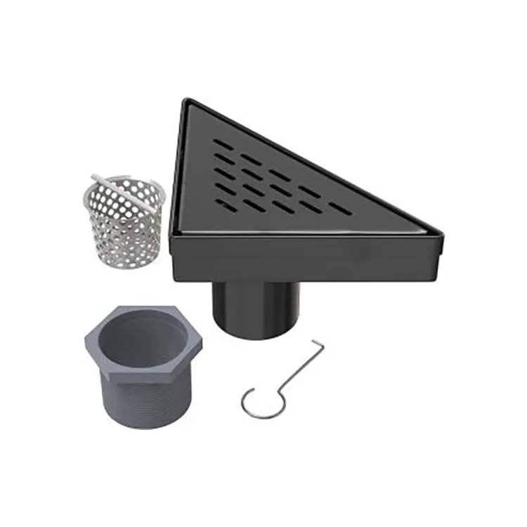 Drain de sol de douche triangulaire, sortie verticale