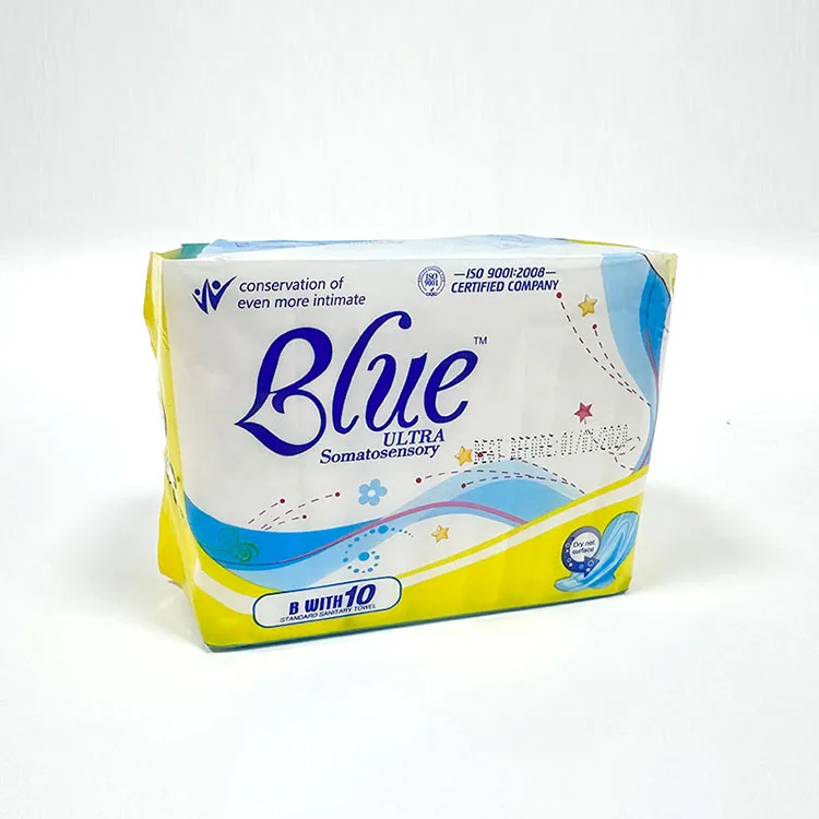 Assorbente sanitario blu