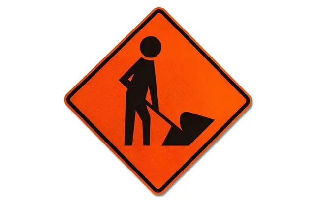 Road Construction Metal Warning Sign