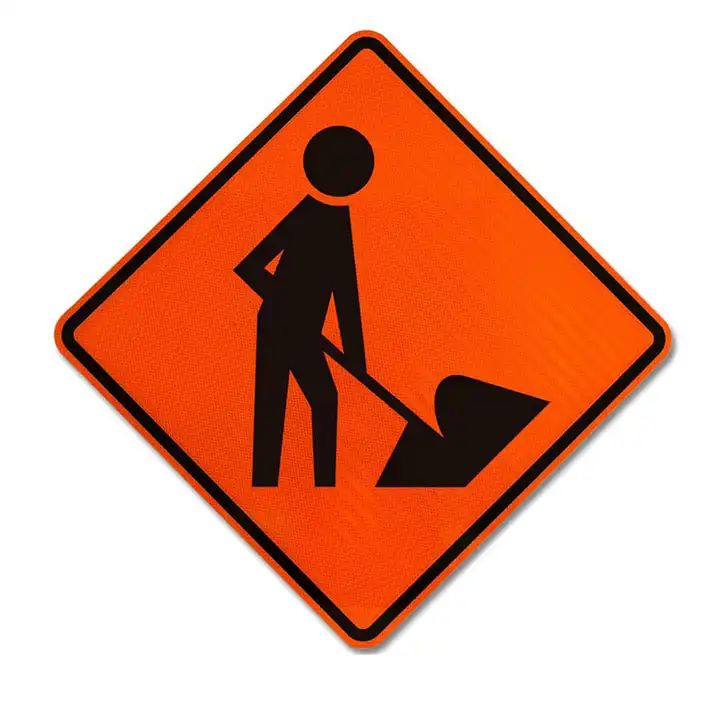 Road Construction Metal Warning Sign