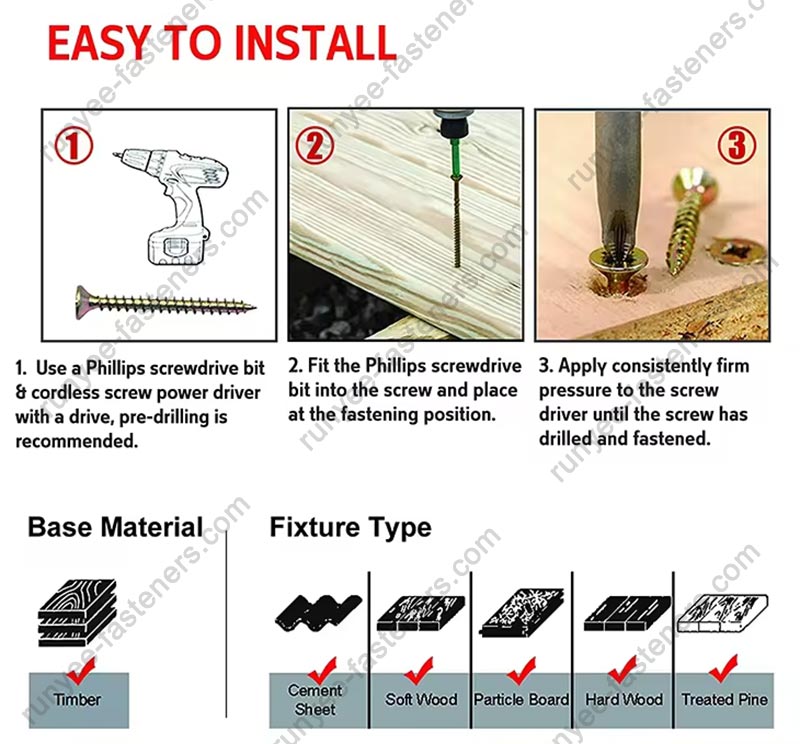 Phillips Wafer Flange Head Chipboard Screw Coarse Thread