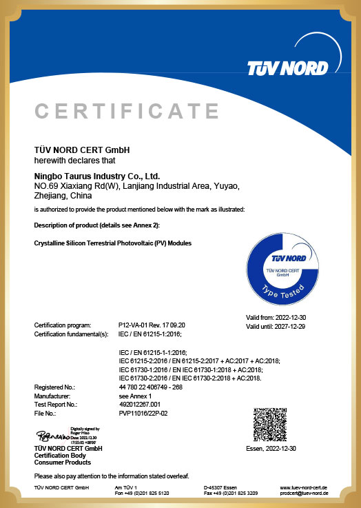 Osda-TÜV- und CE-Zertifikat für TOPCon-Doppelglas
