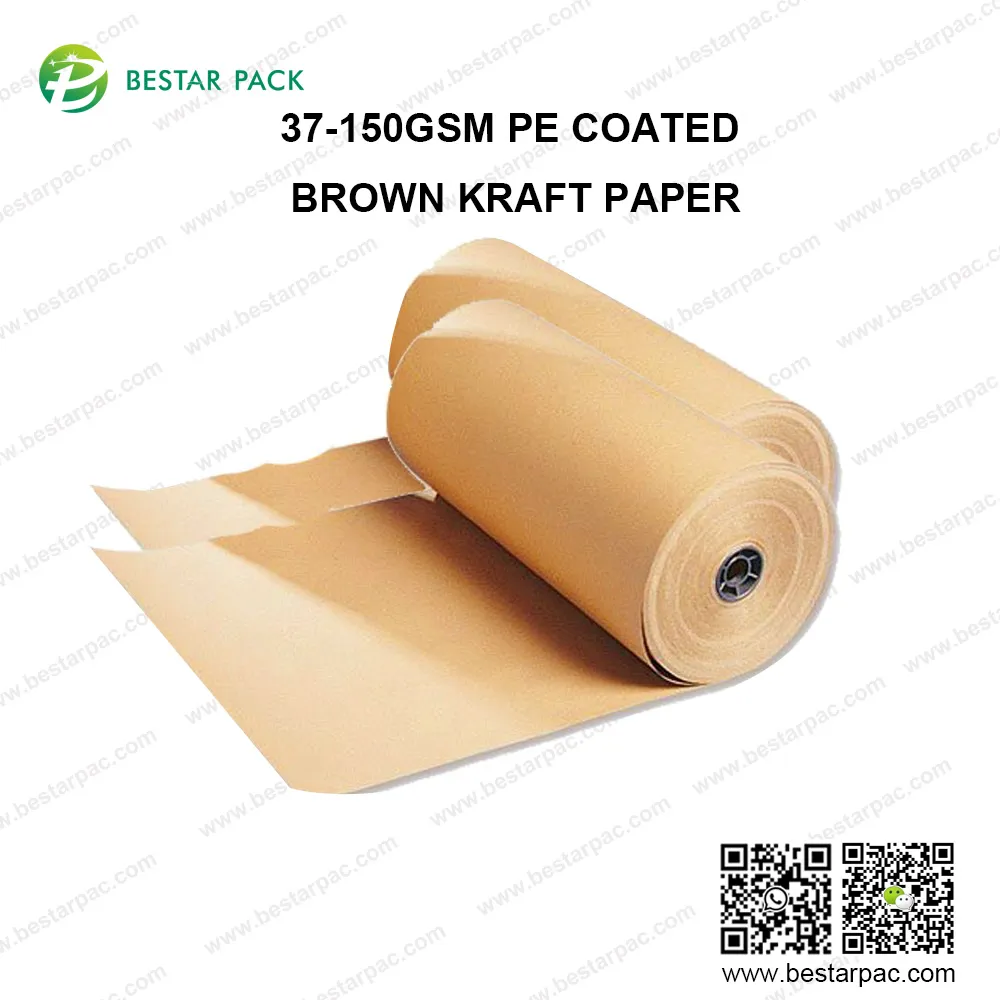 37-150gsm PE Coated Brown Kraft Paper