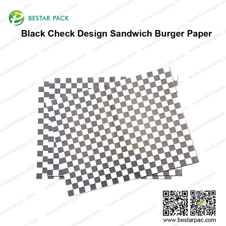 Black Check Design Sandwich Burger Paper