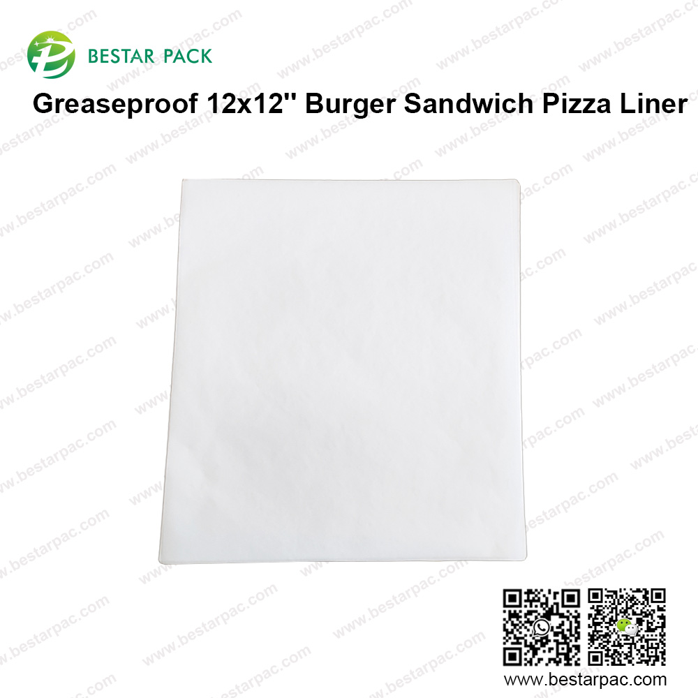 ग्रीसप्रूफ 12x12'' बर्गर सैंडविच पिज्जा लाइनर