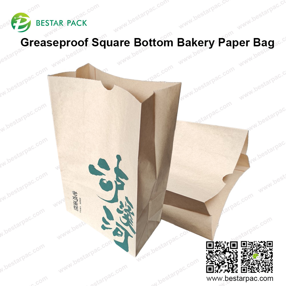 Fettdichte Bäckerei-Papiertüte mit quadratischem Boden