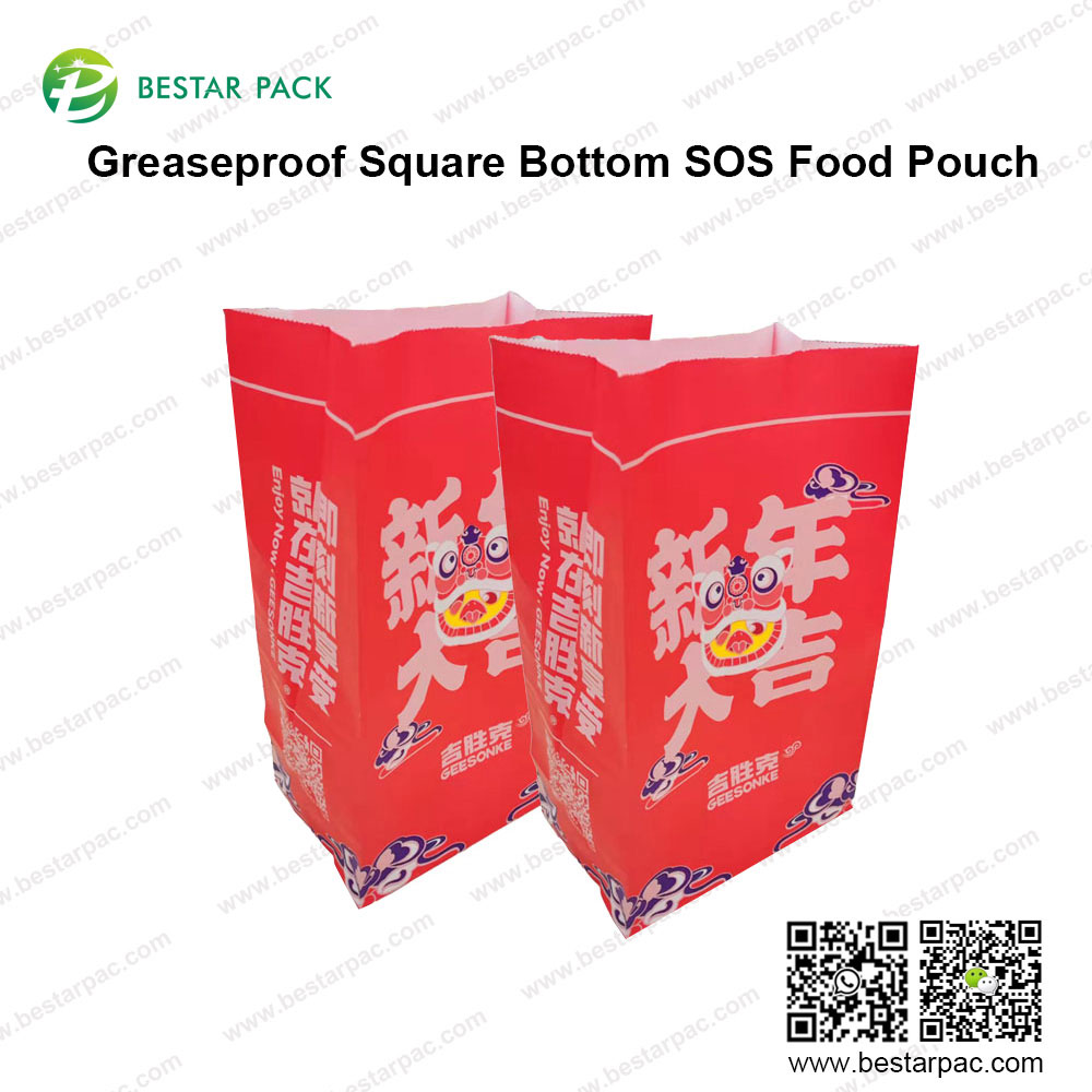 Greaseproof Square Bottom Sos Food Pouch