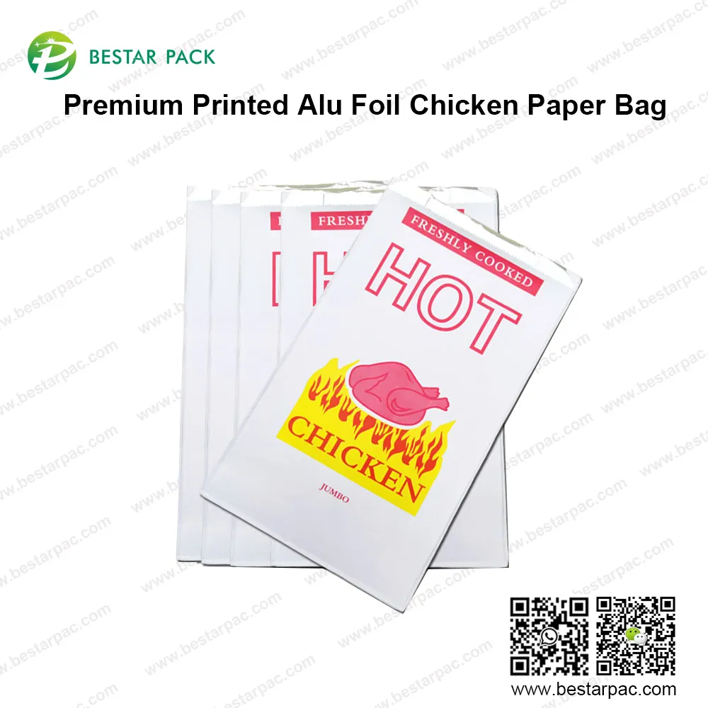 Χάρτινη τσάντα κοτόπουλου με τυπωμένη εξαιρετικής ποιότητας φύλλο αλουμινίου