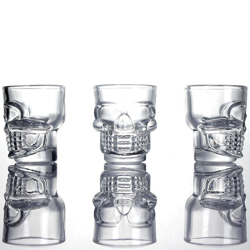 1.5oz skull design liquor vodka alcohol shot glass