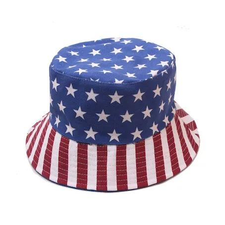 4. juli Patriotisk tilbehør American Flag Color Bucket-hatte