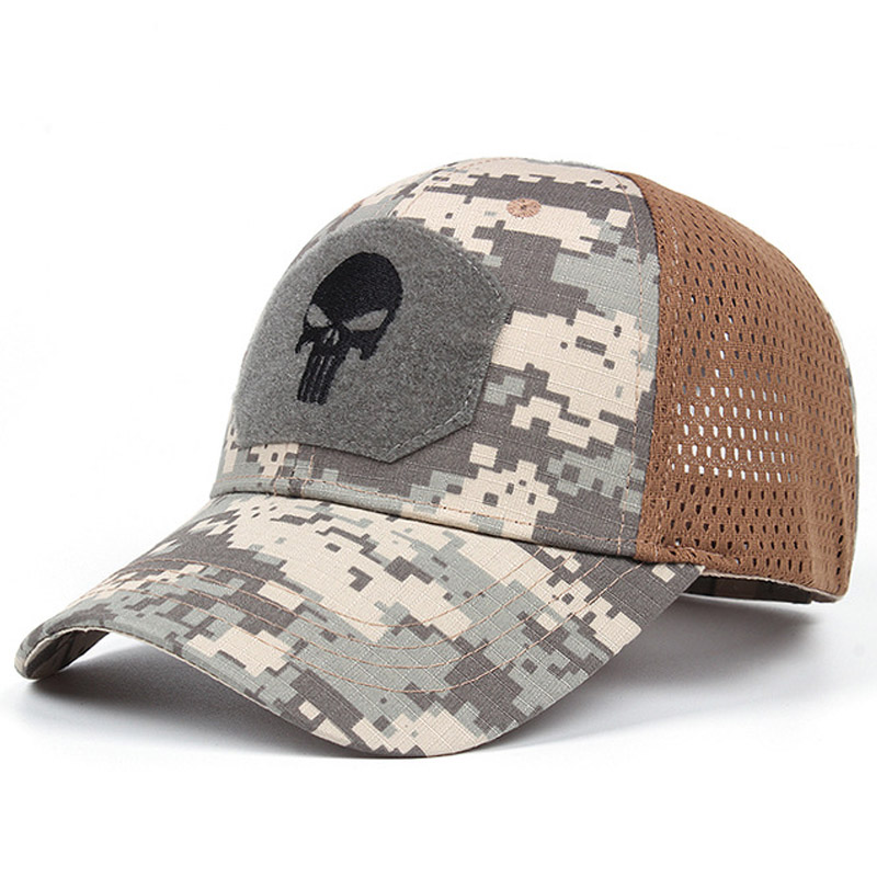 6-Panel custom skull camouflage baseball cap camo hat