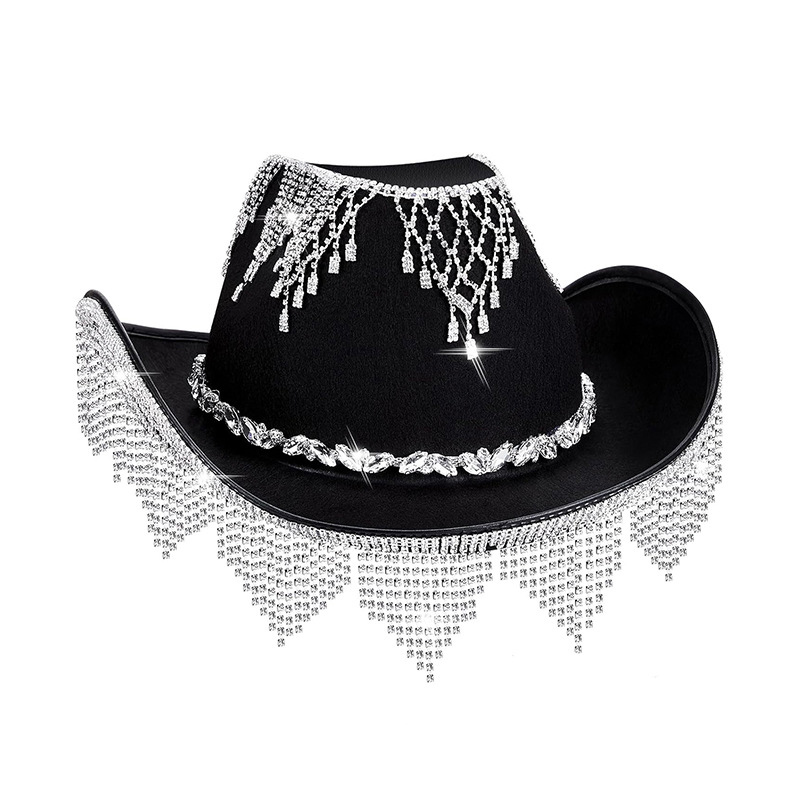 Bling Diamond glitter Fringe Cowboy Hat
