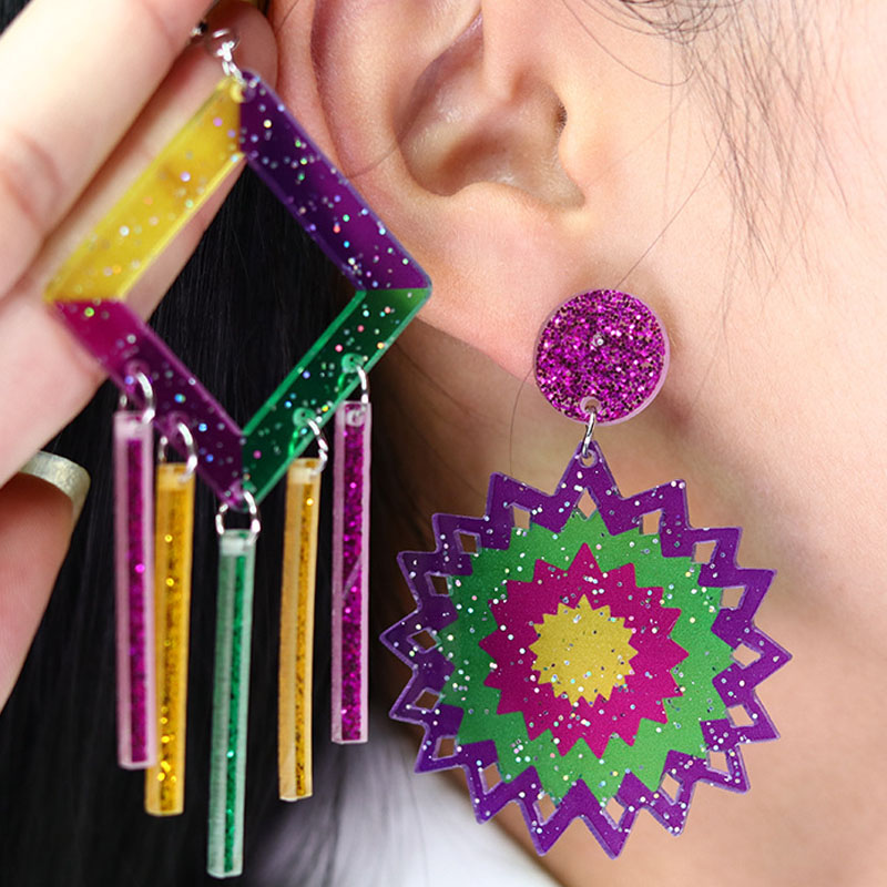 Carnival Party Fashion Colorful Geometric Earrings