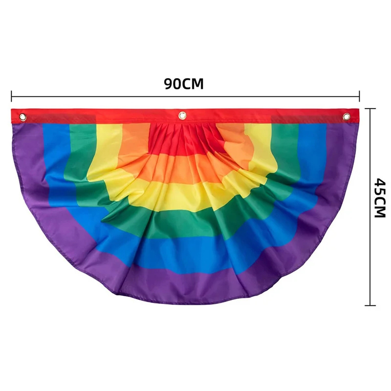 Colorful Pleated Fan Flag Banner Polyester Pride Flag
