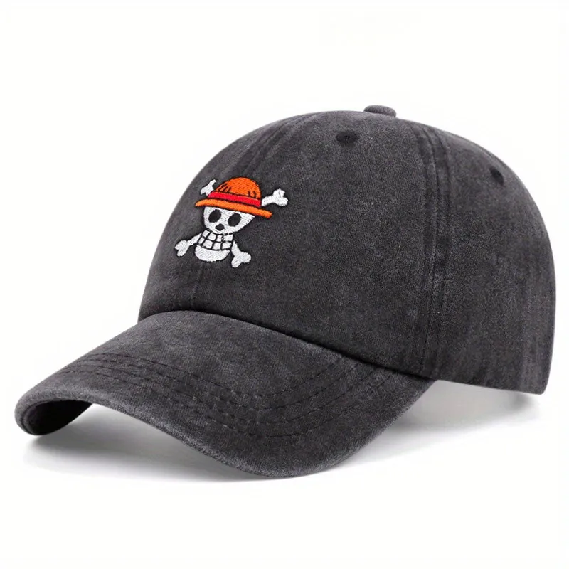 Gorra de béisbol bordada con calavera de anime transfronteriza