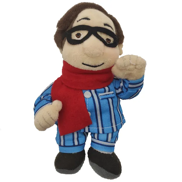 Custom doll plush gift away with felt scarf and glasses