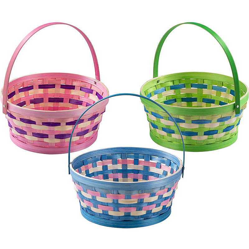 Easter basket gifts colored bamboo basket
