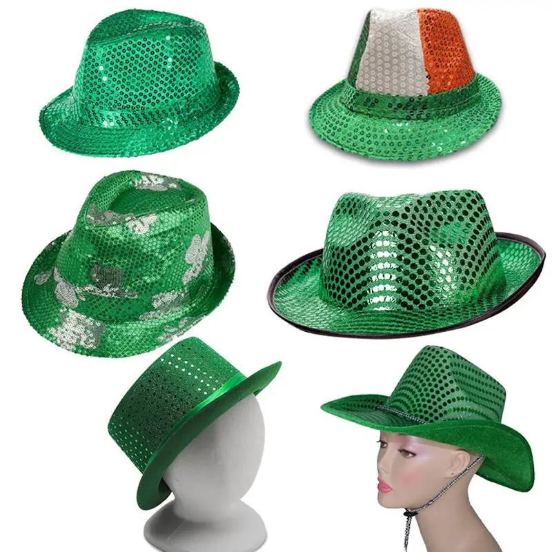 Paljetteja St. Patrick's Day cowboy-hattu