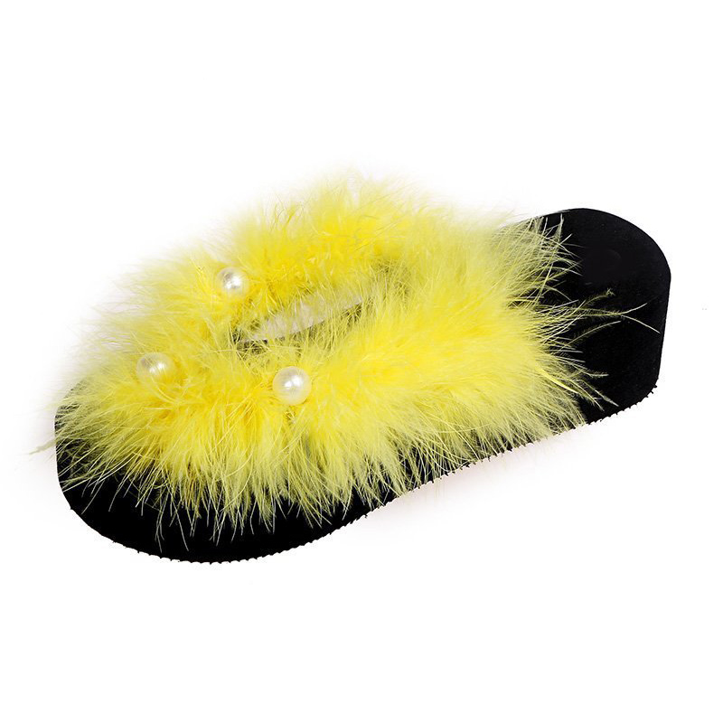 furry color fur slides sandals