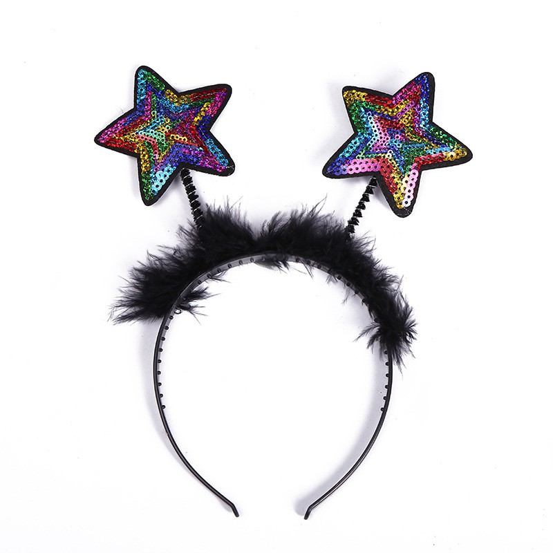 Girl Glitter Star Christmas Headband Boppers Fancy Dress Accessory