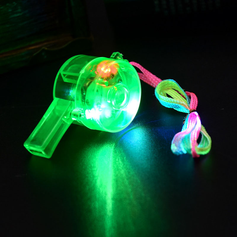 Glow Whistles Party Supplies LED Light up Whistle with Lanyard Necklace Colorful Glow in the Dark Fun Party Favor